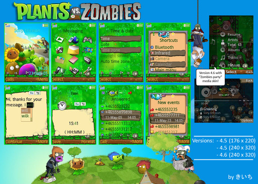 Тема Plants vs Zombies на телефоны Sony Ericsson